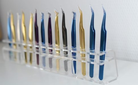 Tweezers,Eyelash,Extension,Gold,Colored,Bend,False,Eyelashes,Tools,Volume